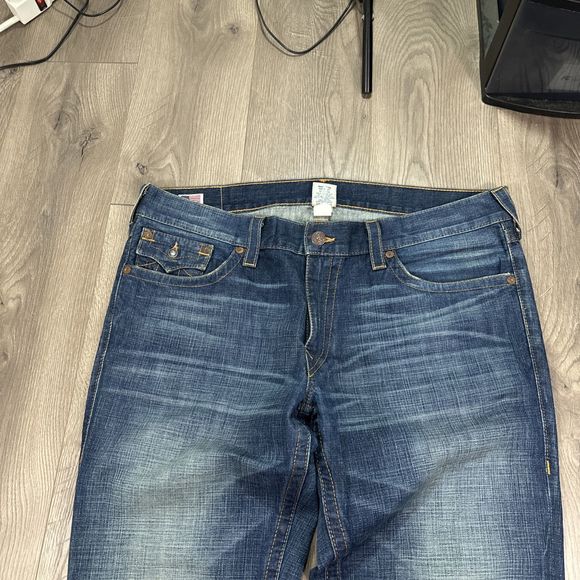 True Religion Ricky Straight Fit Flap Pocket Jeans Baggy Y2K Skate Mens 40x34 - Picture 10 of 12